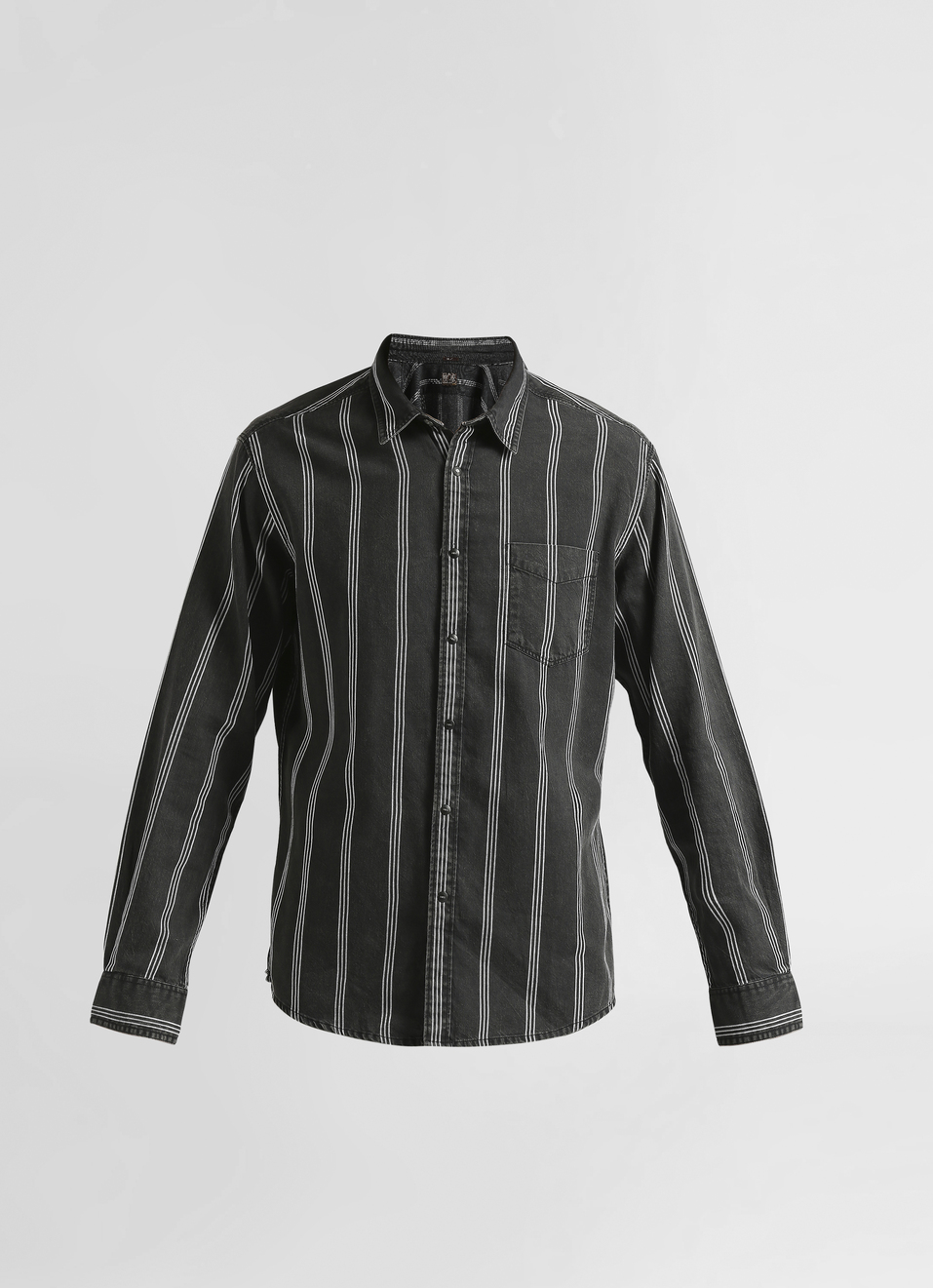 Black Yarn Dyed Sulphur Stripes Long Sleeve Shirt, , large image number 6
