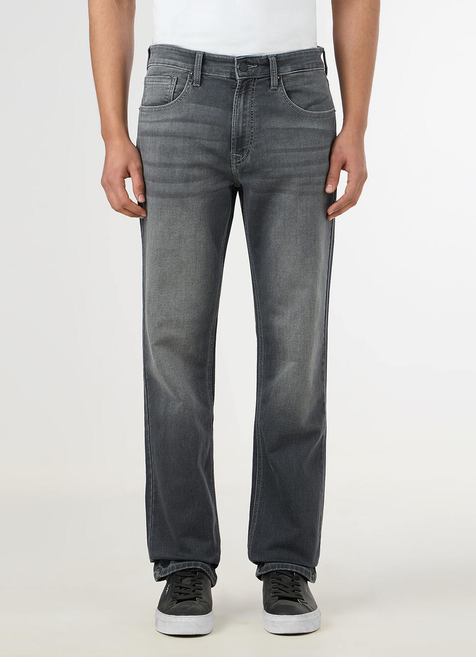 Men Grey Mid Rise Straight Fit Jeans, , large image number 2