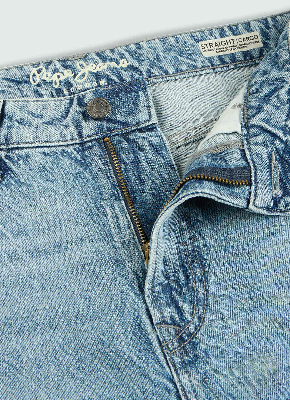 Men Blue Mid Rise Cargo Jeans, , large image number 6