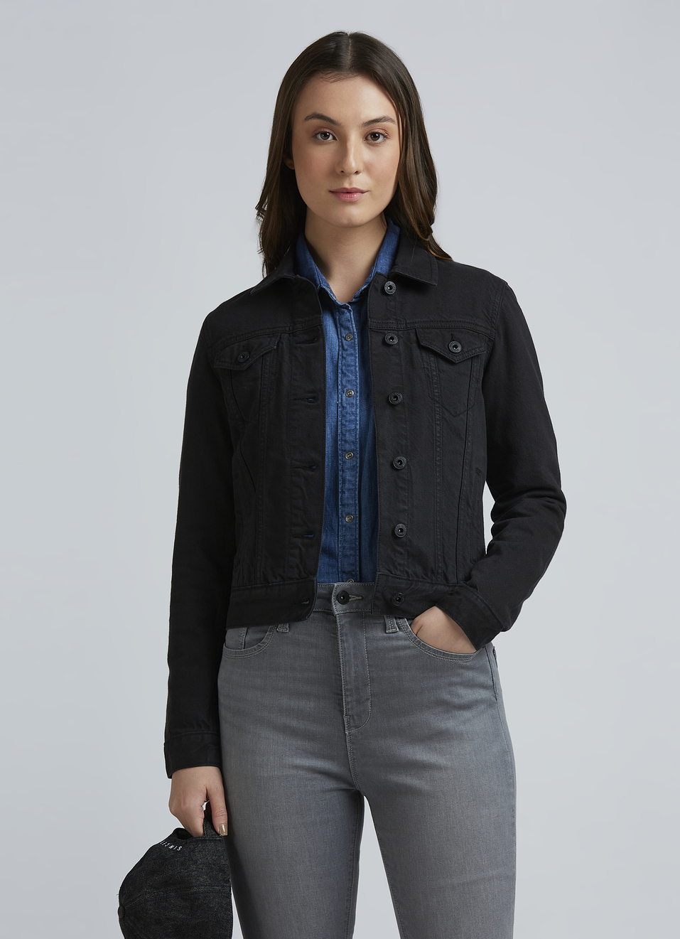 Black Full Sleeve Denim Jacket, , large image number 0