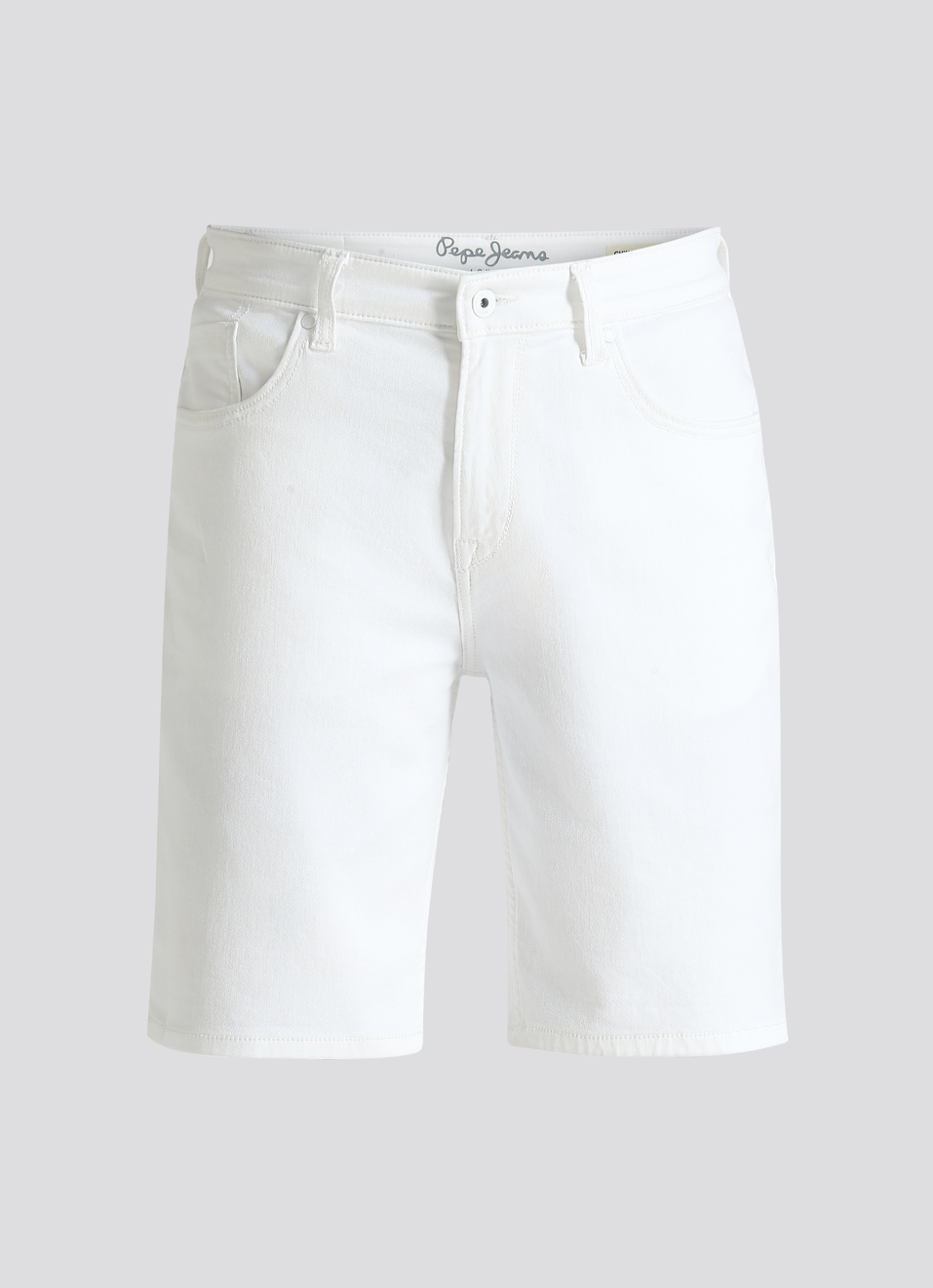 White Mid Waist Denim Shorts, , large image number 6