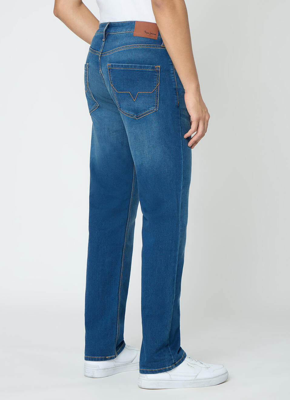 Men Blue Mid Rise Straight Fit Stretchable Jeans, , large image number 2