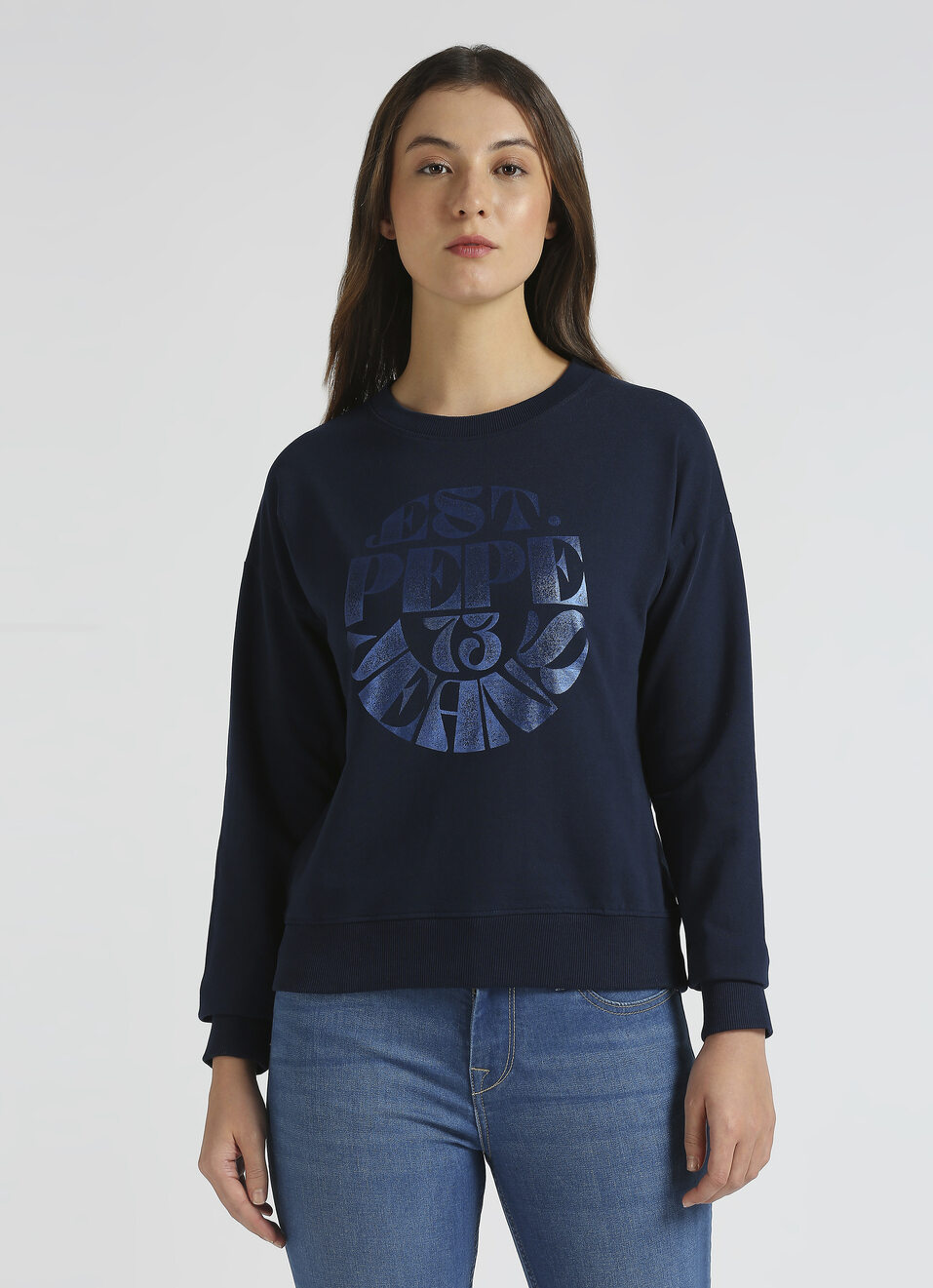 Navy Graphic Print Full Sleeve Sweatshirt, , large image number 1