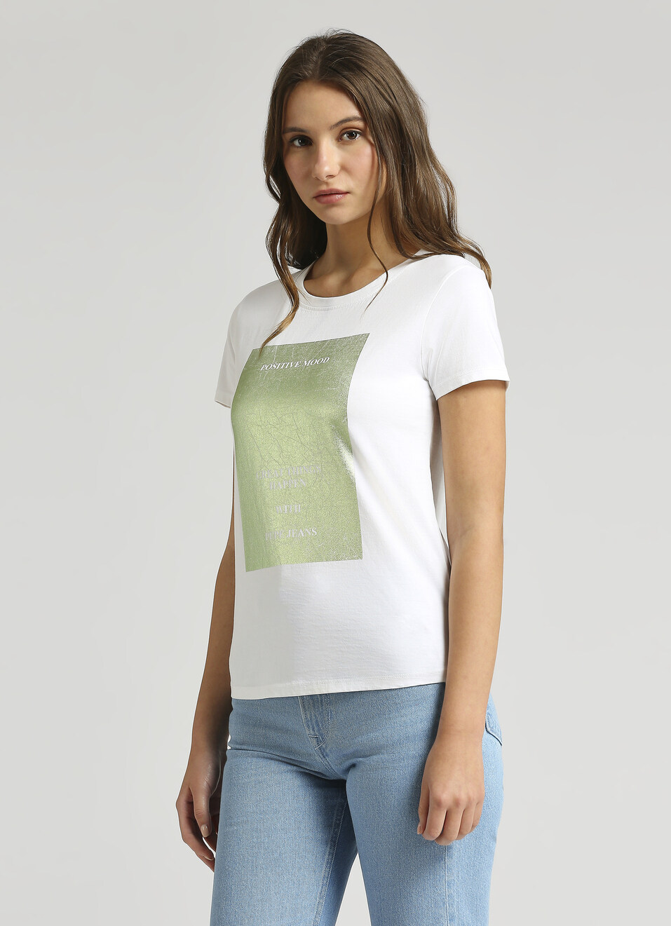 White Foil Print Short Sleeve Tee, , large image number 3