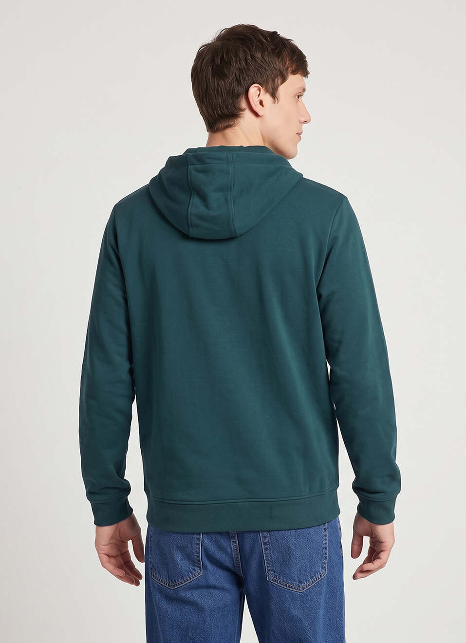 Men Green Solid Full Sleeve Hoodie, , large image number 2