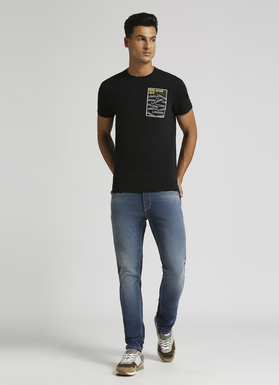 Black Brand Print Short Sleeve T-shirt, , large image number 5