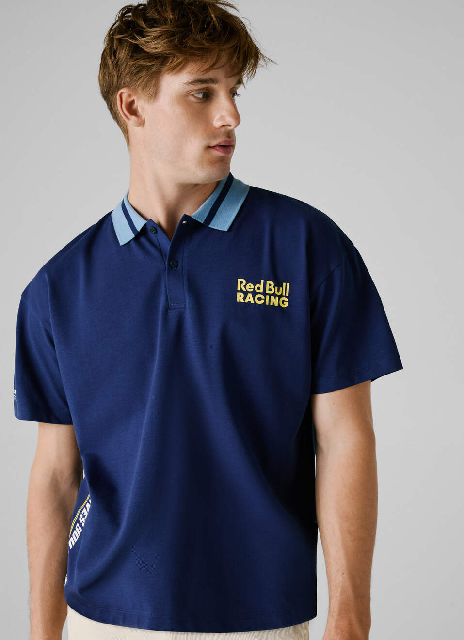Red Bull Racing X Pepe Jeans Blue Printed Logo Pique Polo, , large image number 1