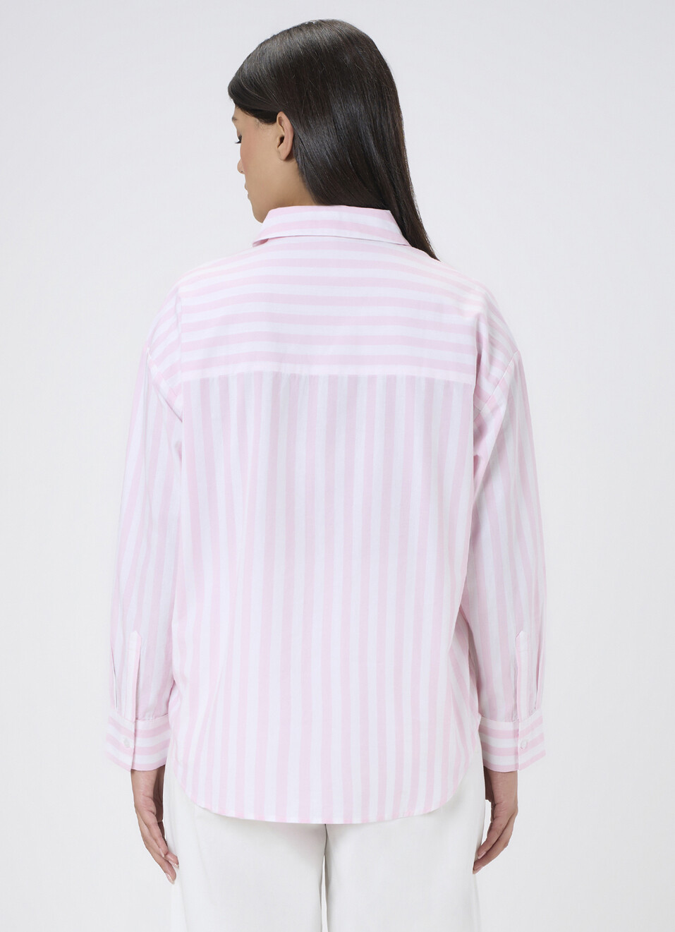 Women Pink Striped Oversized Shirt, , large image number 2