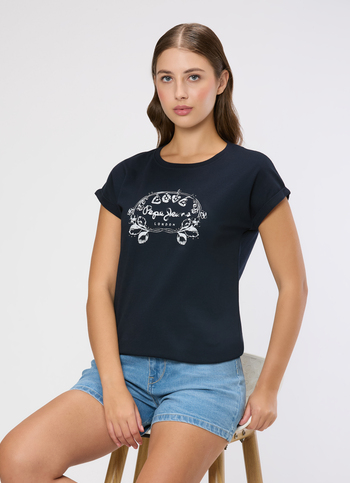 Women Navy Graphic Print T-shirt