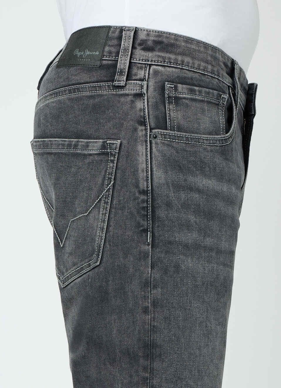 Men Grey Mid Rise Straight Fit Stretchable Jeans, , large image number 4