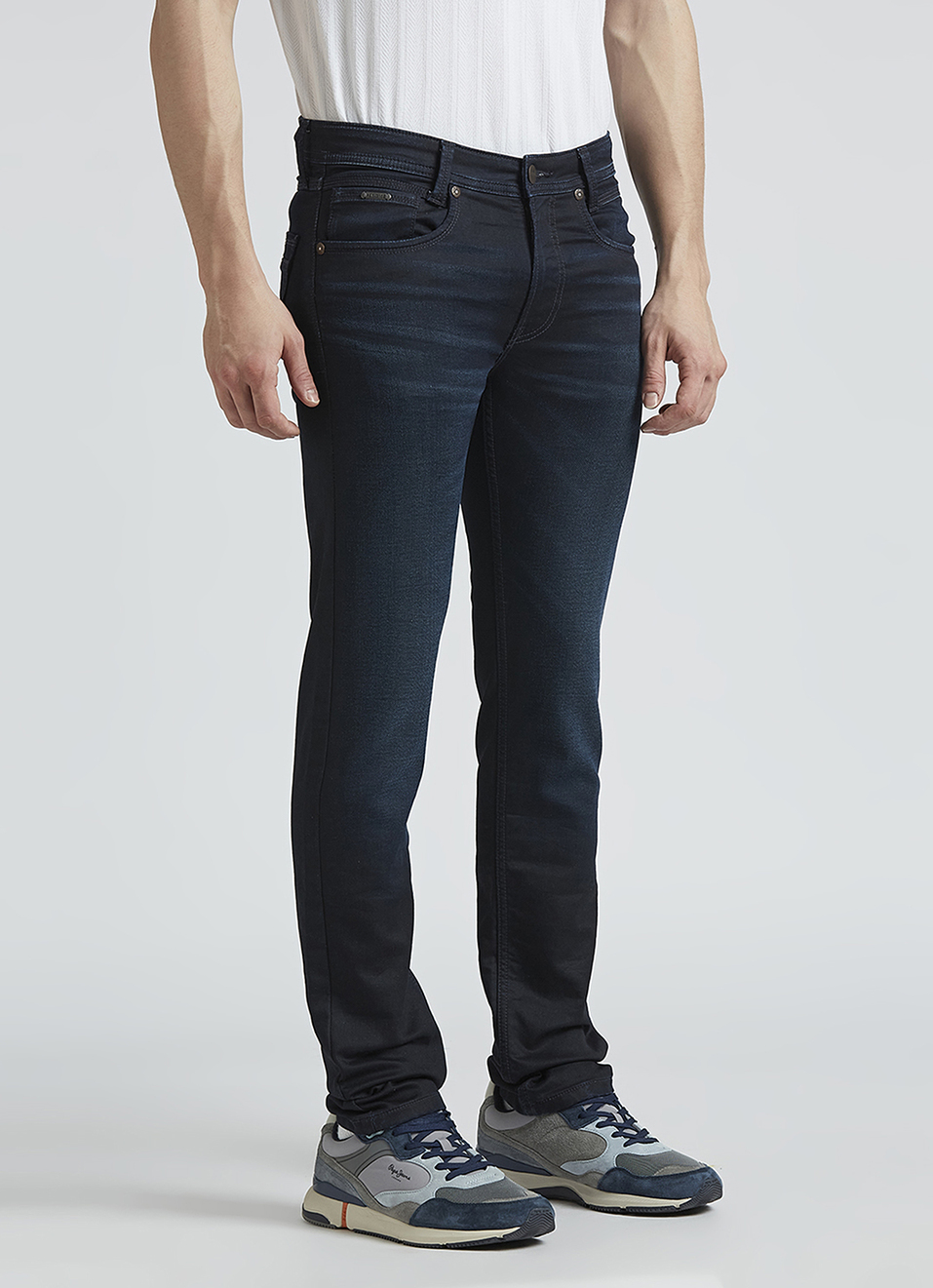 Vapour Blue Mid Rise Slim Heritage Jeans, , large image number 6
