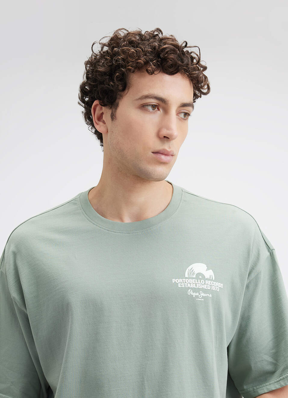 Men Green Back Print Short Sleeve Oversized T-shirt, , large image number 4