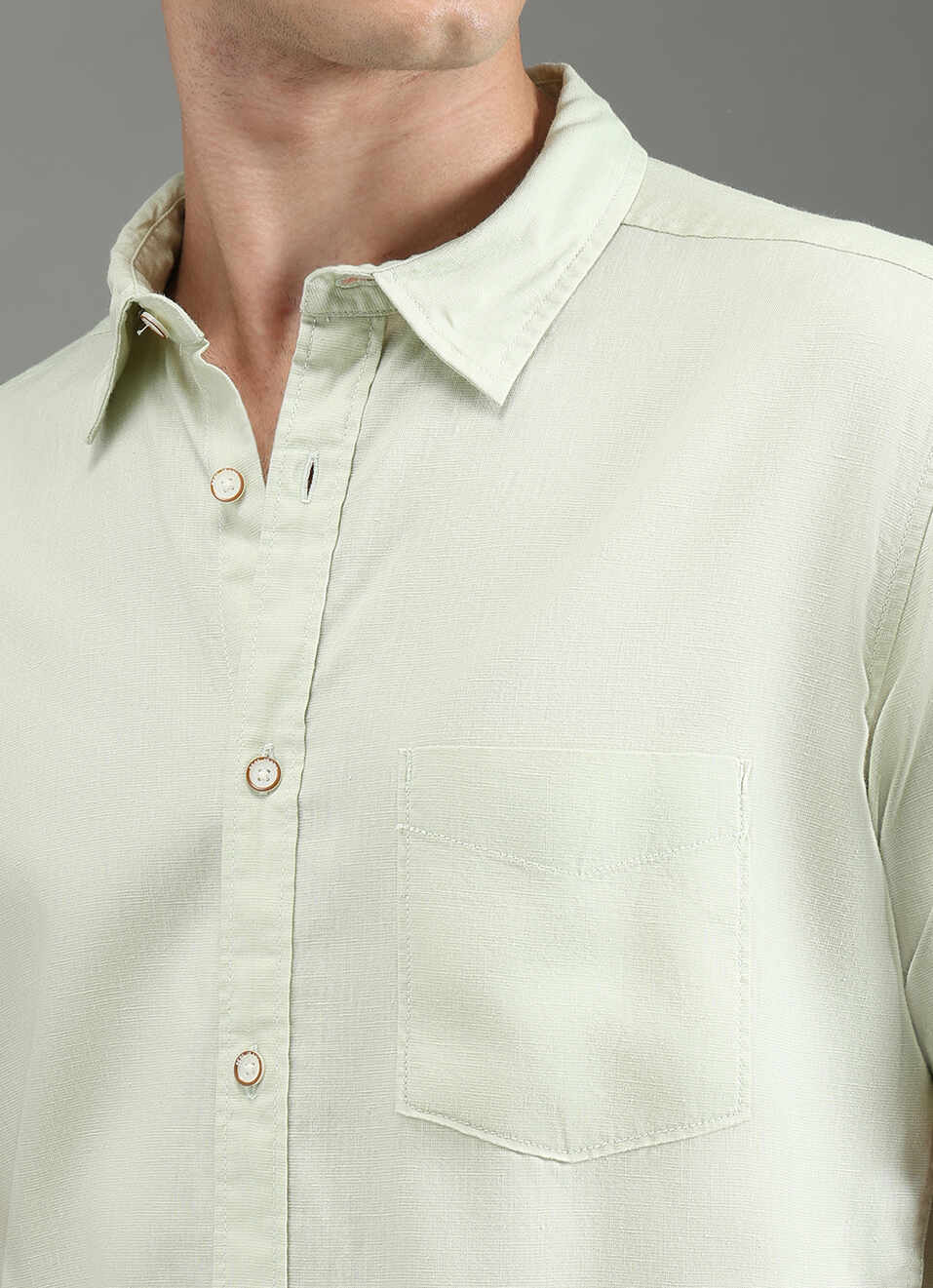 Men Green Solid Short Sleeve Shirt, , large image number 1