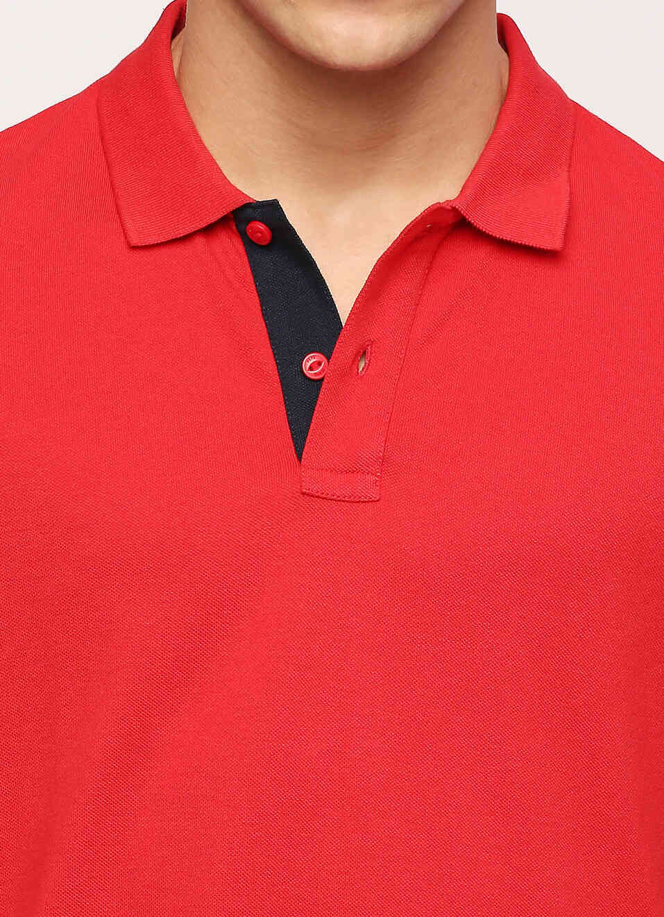 Red Solid Short Sleeve Polo, , large image number 4