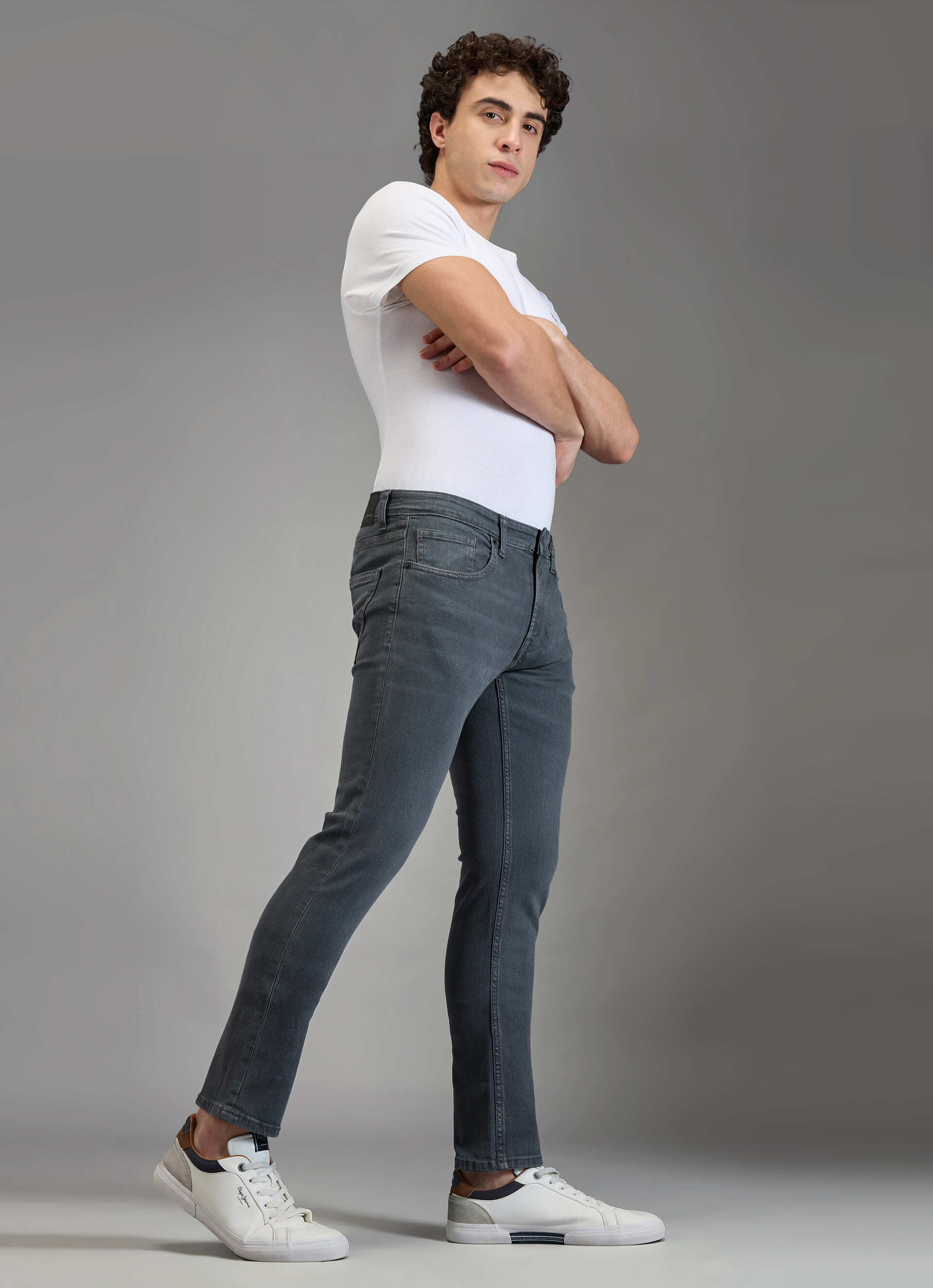 Men Grey Slim Fit Mid Rise Stretchable Jeans, , large image number 10
