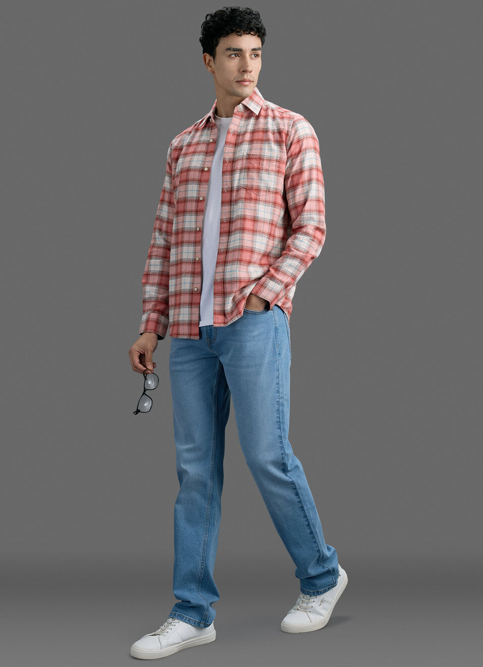 Men Red Checked Brushed Long Sleeve Shirt, , large image number 2