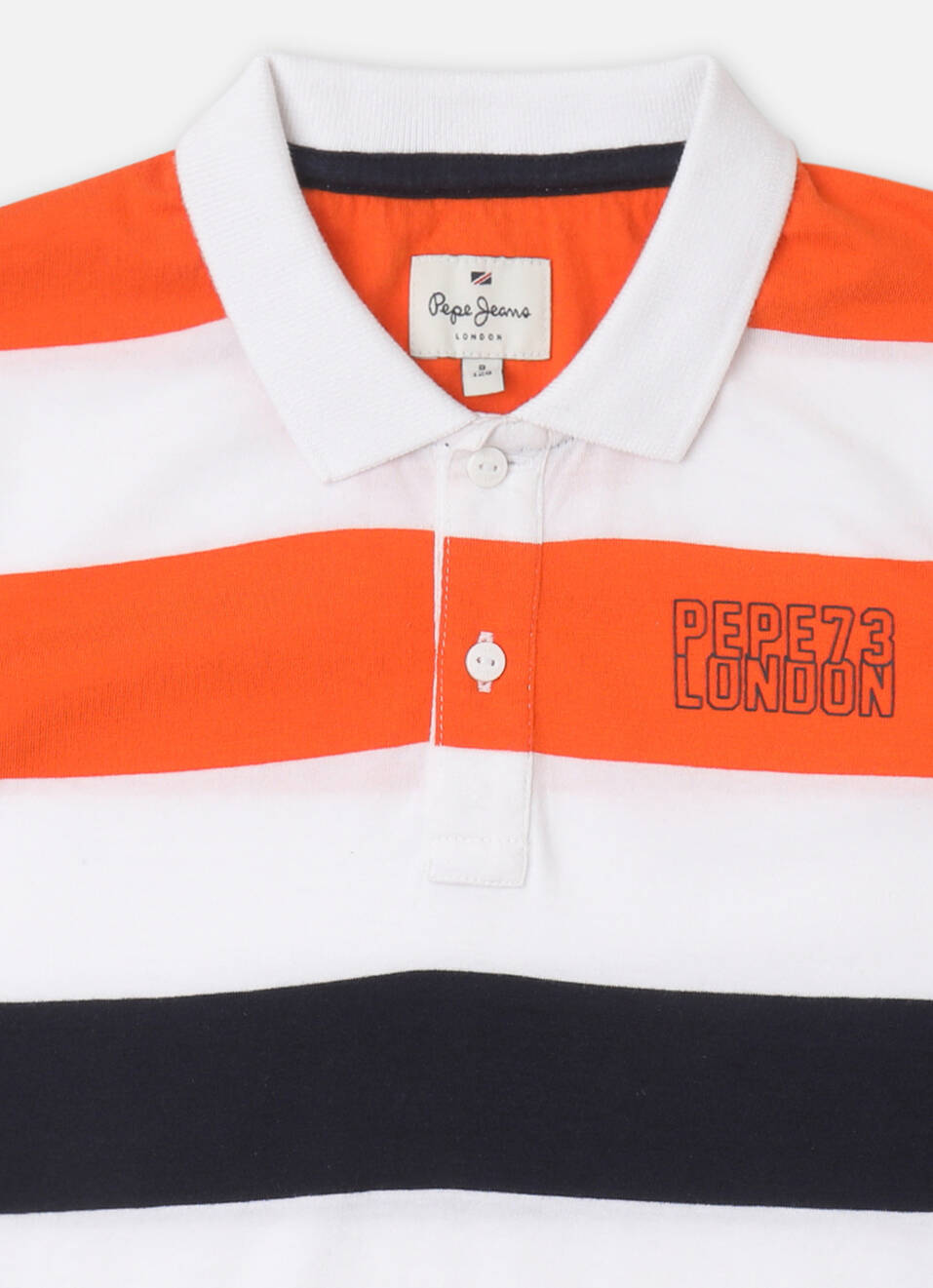 Boys Orange Stripe Short Sleeve Polo, , large image number 2