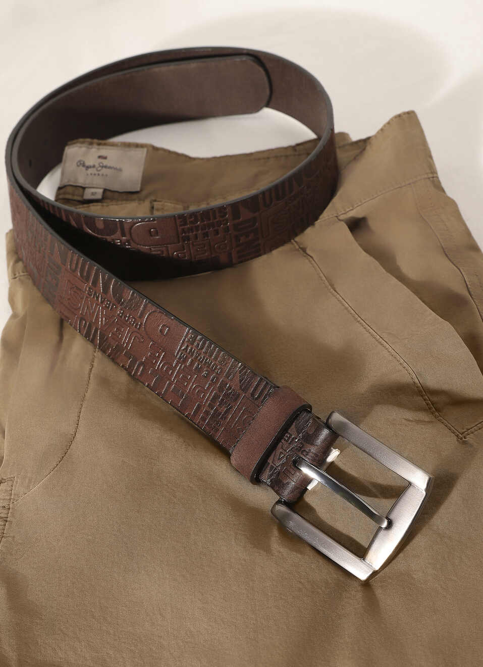 Brown Embossed Leather Belt, , large image number 5