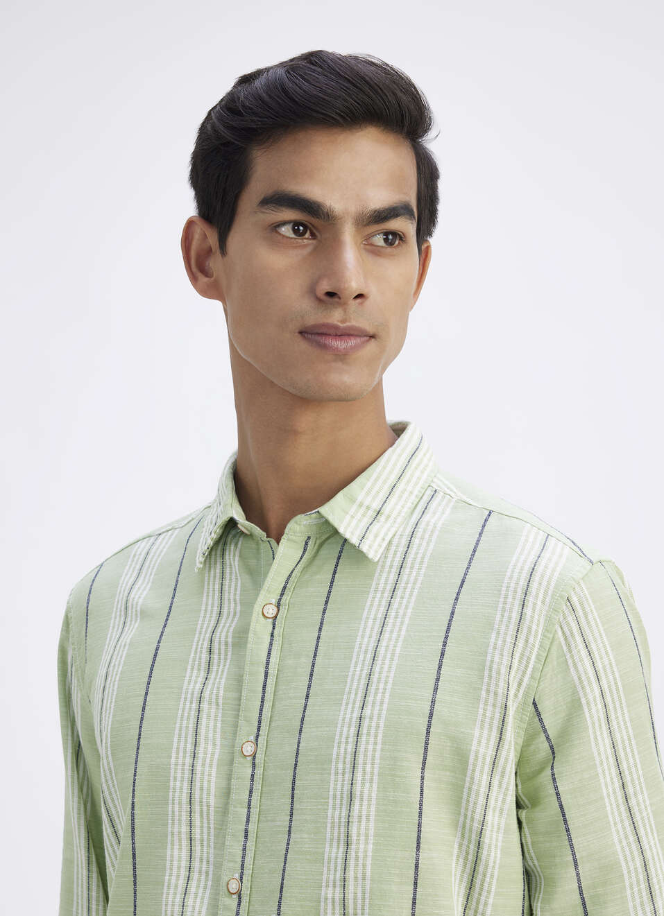 Men Mint Green Striped Full Sleeves Shirt, , large image number 4
