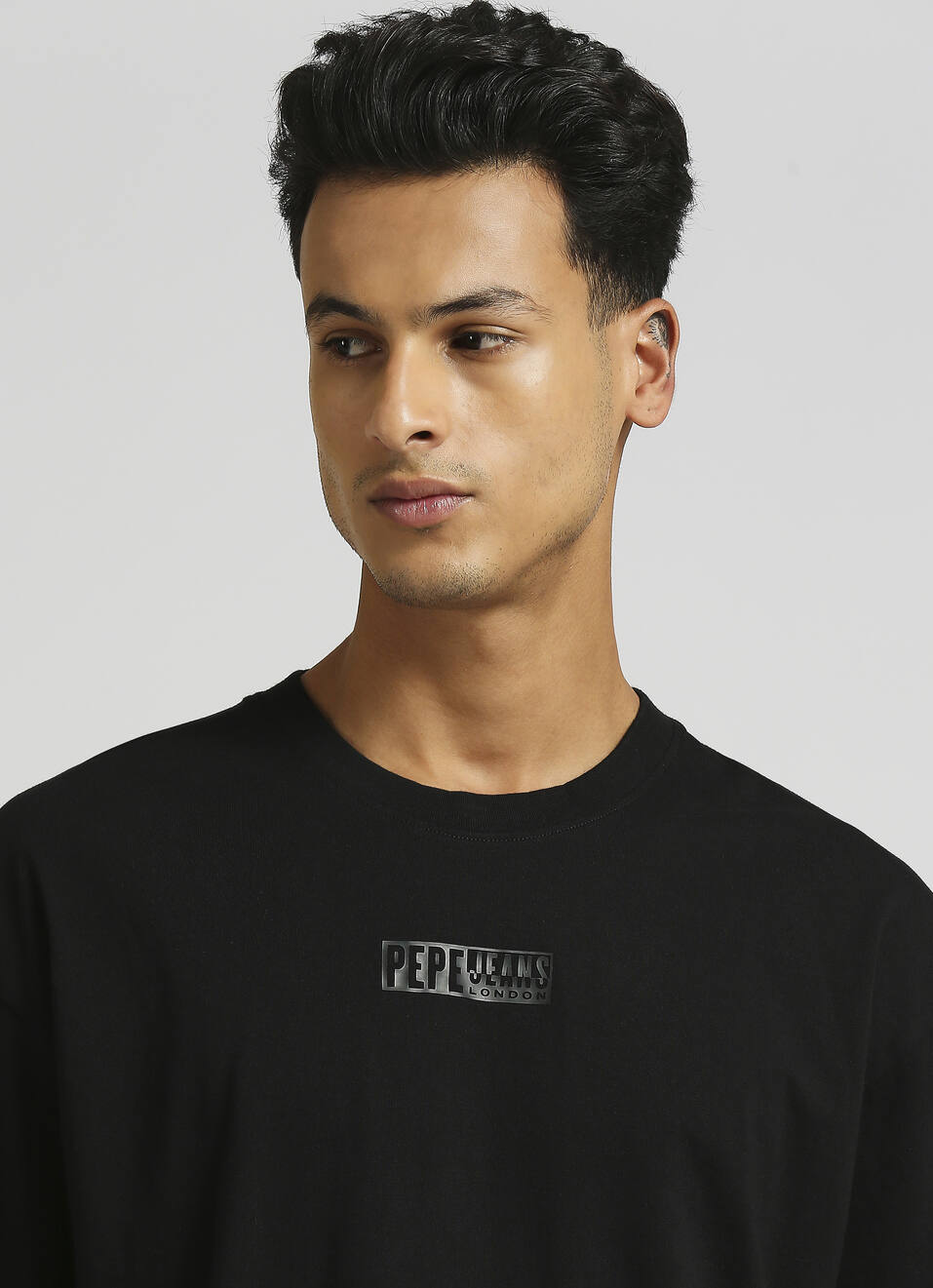 Black Logo Print Oversized Short Sleeve T-shirt, , large image number 4