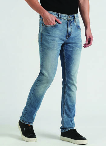 Vendie Light Blue Mid Rise Straight Fit Jeans