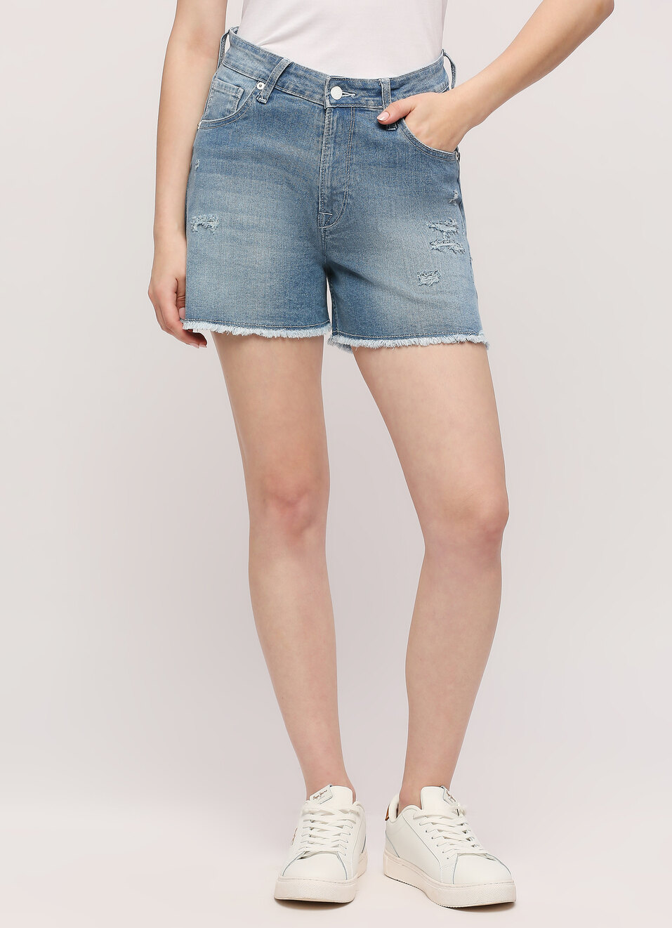 Blue Rachel High Rise Shorts, , large image number 1