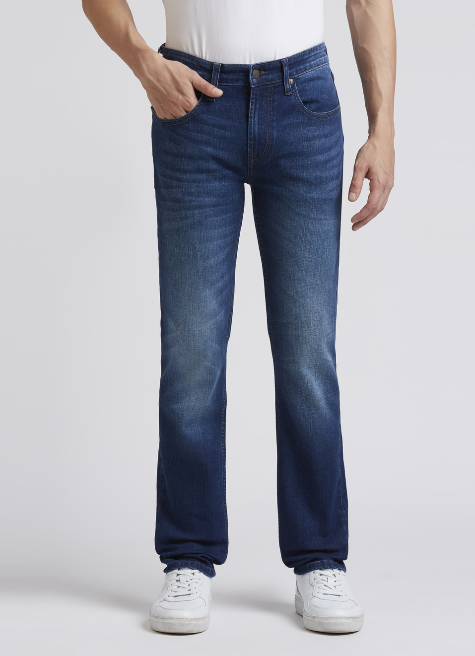Vapour Blue Mid Rise Slim Fit Jeans, , large image number 1