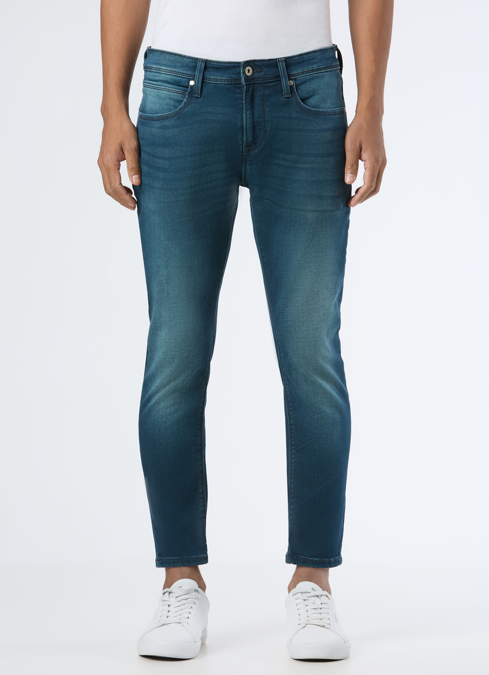 Men Green Mid Rise Skinny Fit Ankle Length Stretchable Jeans, , large image number 1