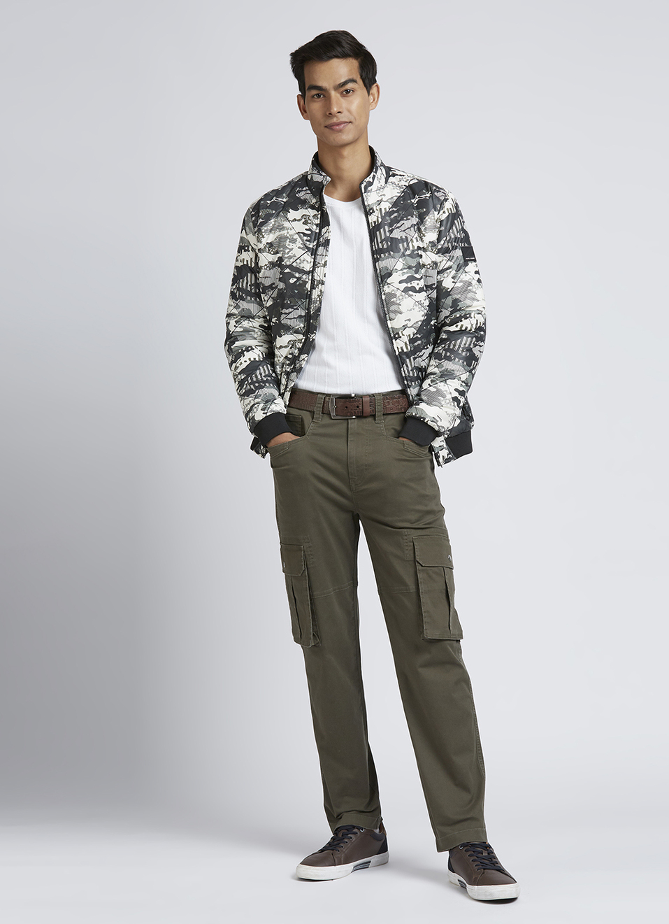 Olive Mid Waist Overdyed Cargo, , large image number 1