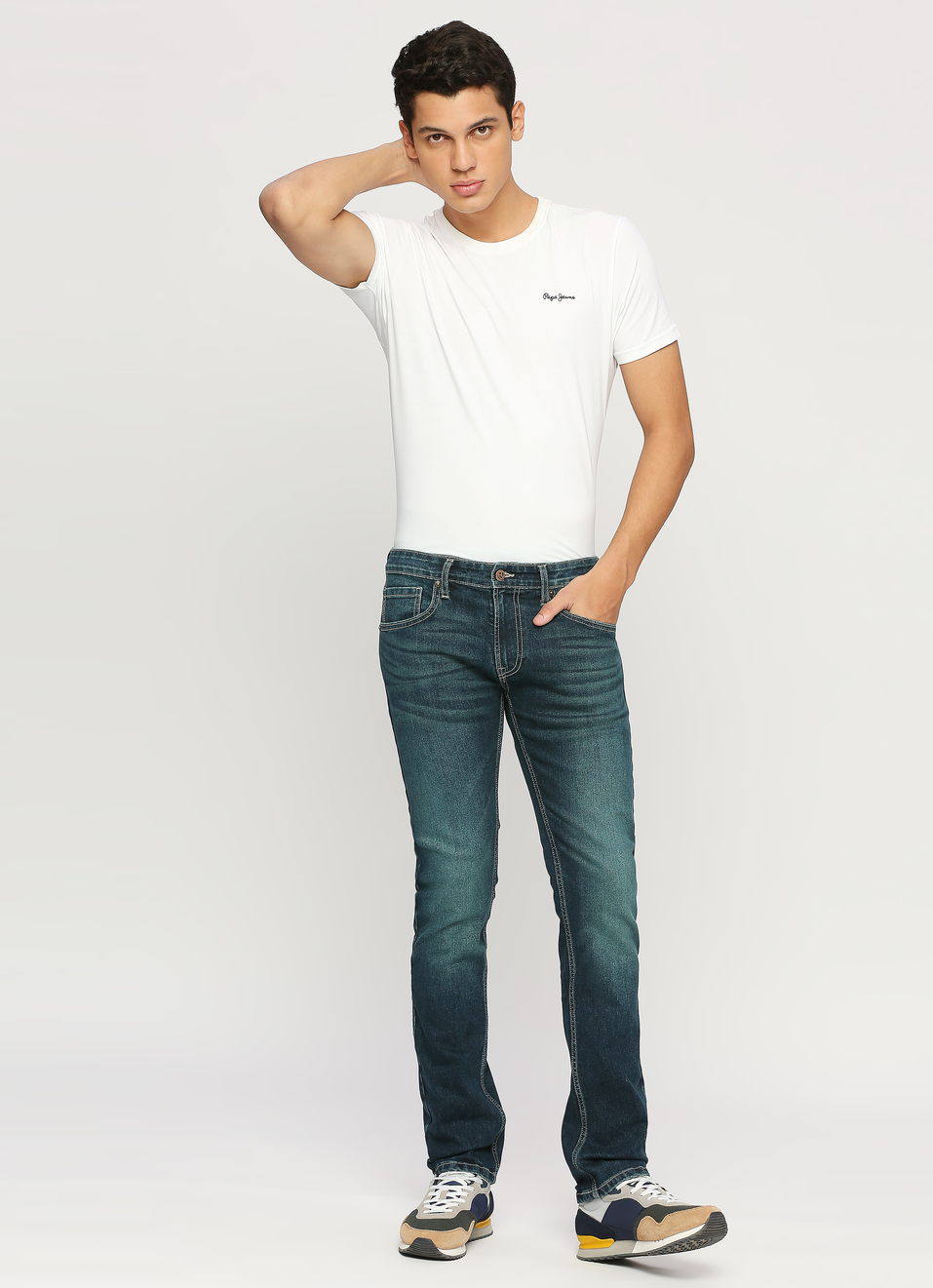 Vapour Blue Mid Rise Slim Fit Jeans, , large image number 5