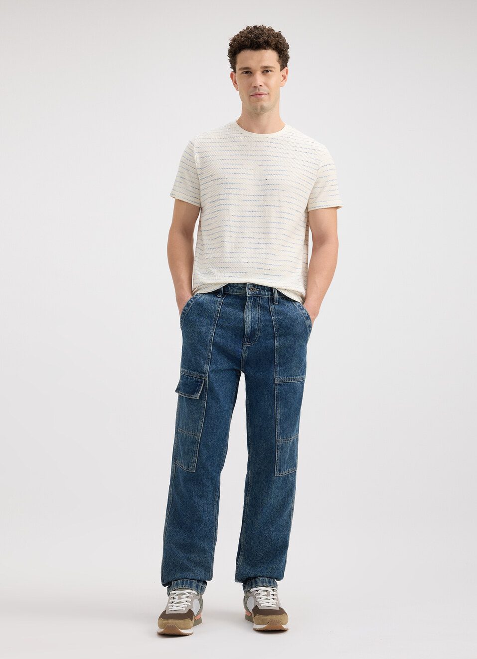 Men Off White Stripe Short Sleeve T-shirt, , large image number 5