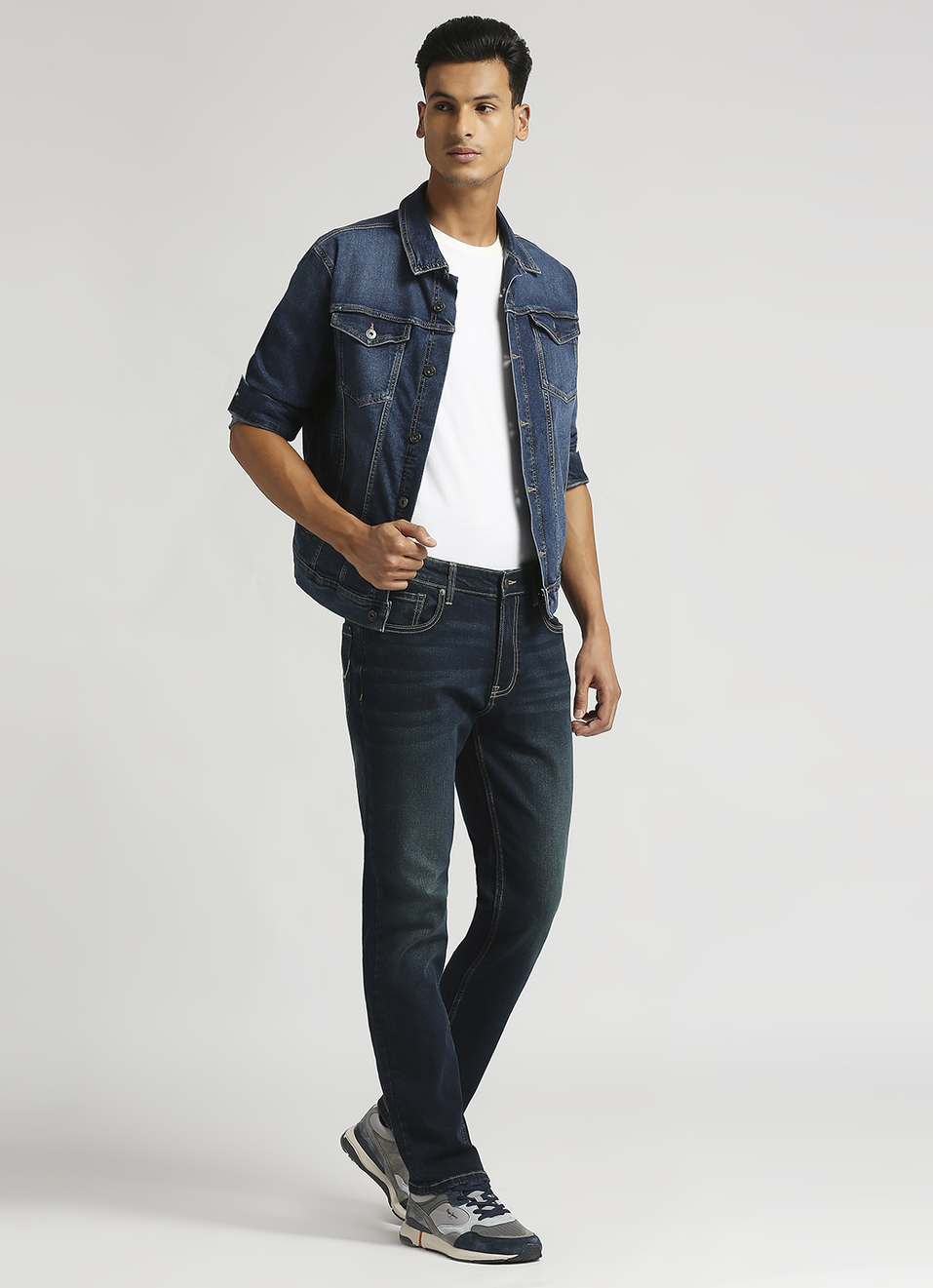 Cash Dark Blue Mid Rise Skinny Fit Jeans, , large image number 1