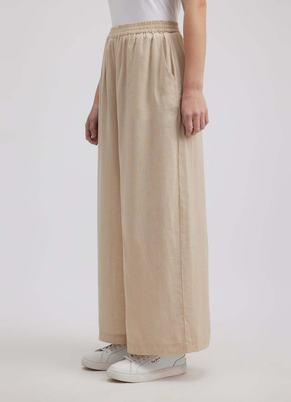 Women Beige High Rise Wide Leg Pants, , large image number 3