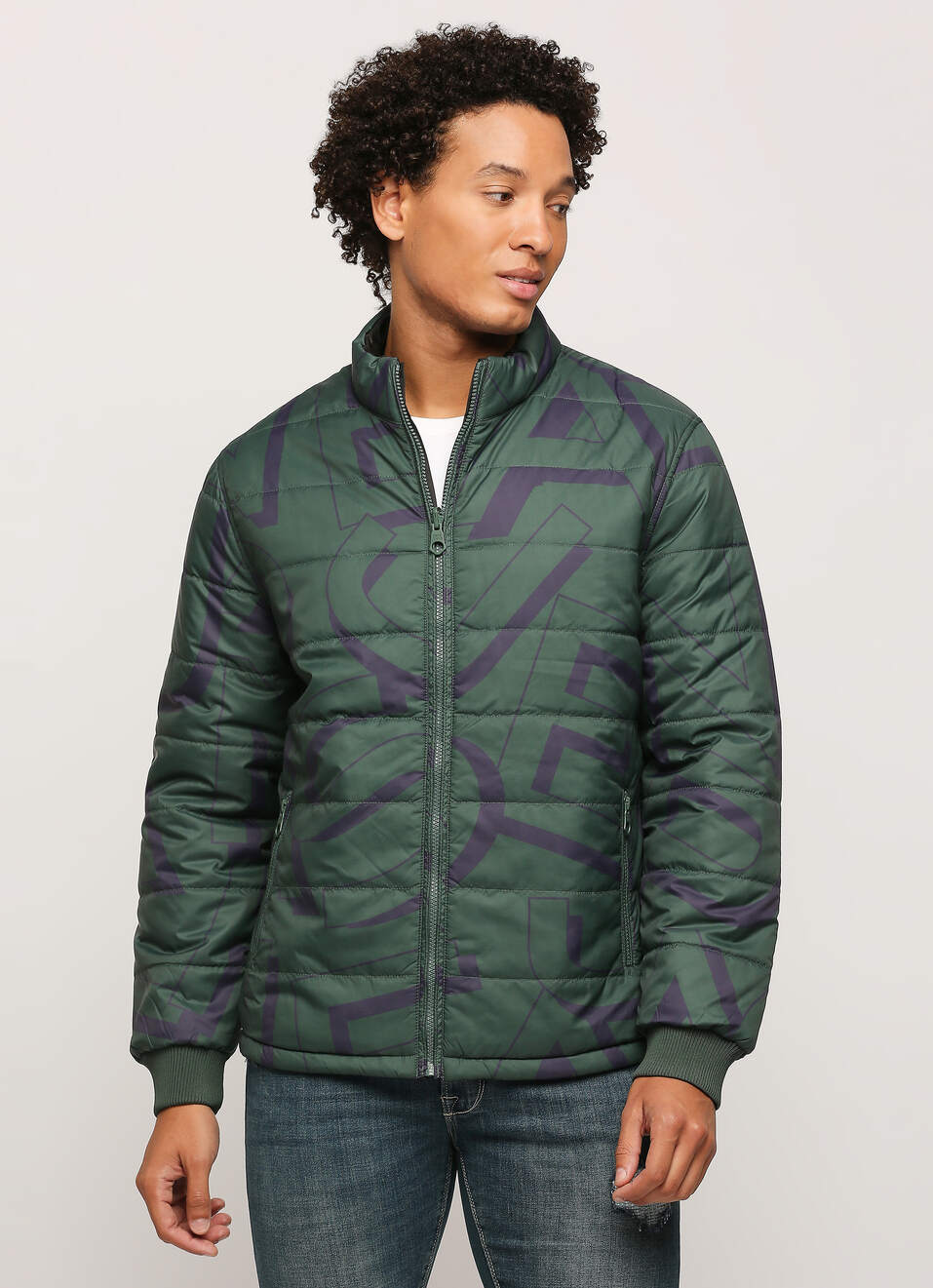 Green Reversible Puffer Jacket, , large image number 1