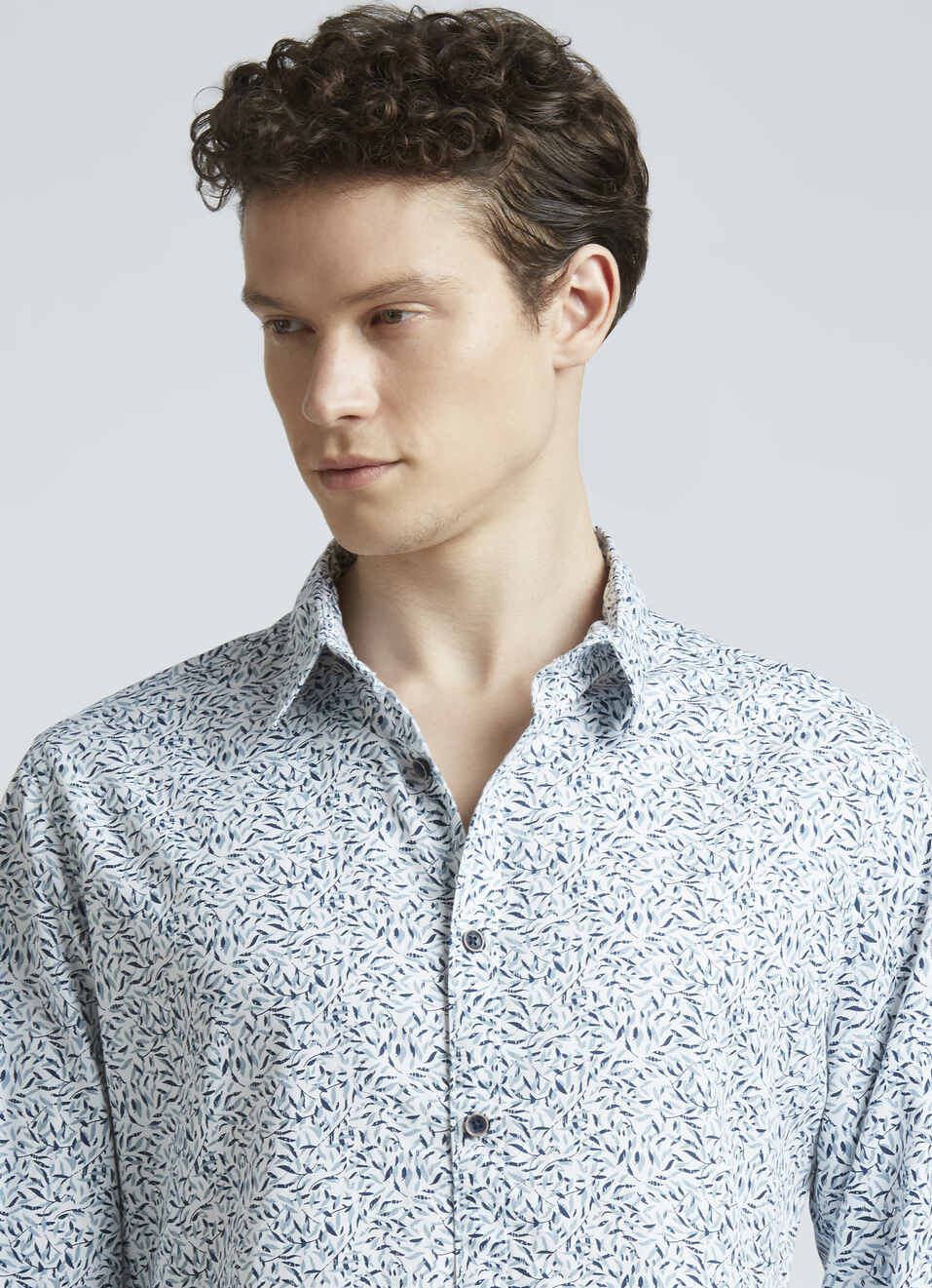 Blue Botanical Print Full Sleeve Shirt, , large image number 4
