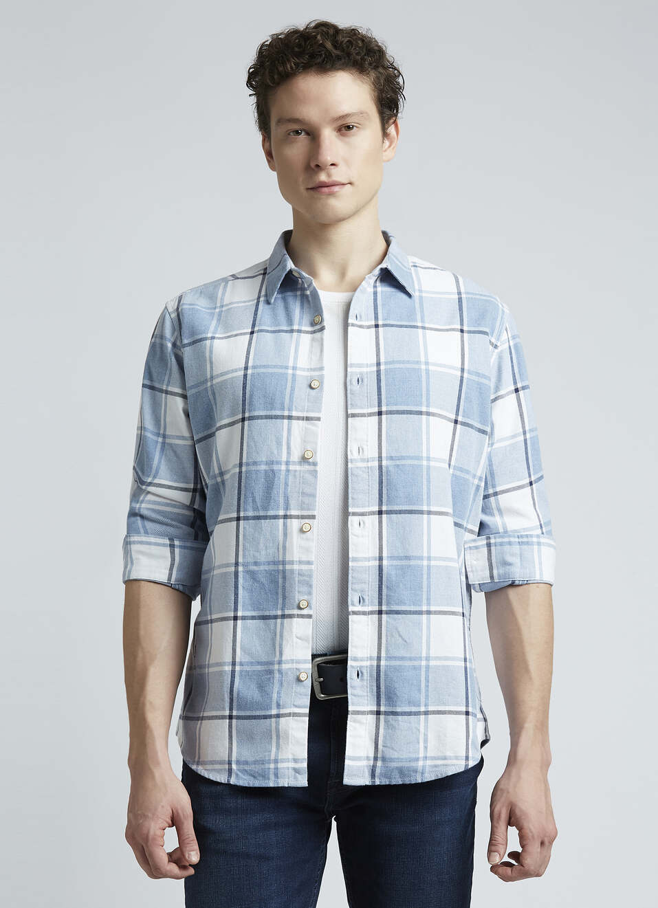 Blue Check Full Sleeve Shirt, , large image number 0
