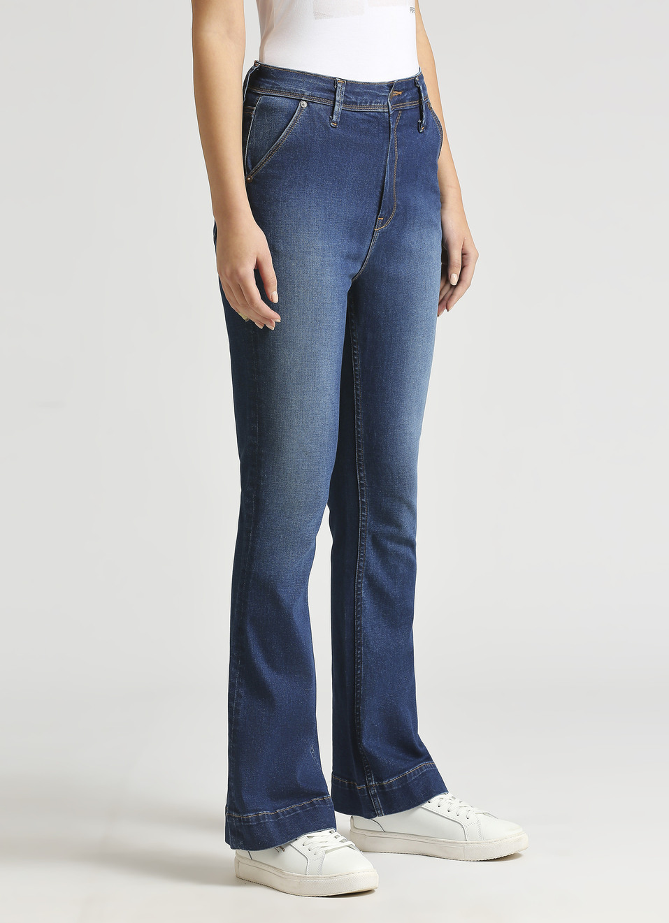 Dion Dark Blue High Waist Flare Jeans, , large image number 3