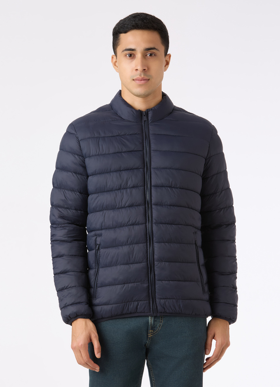 Men Blue Lightweight Quilted Puffer Jacket, , large image number 1