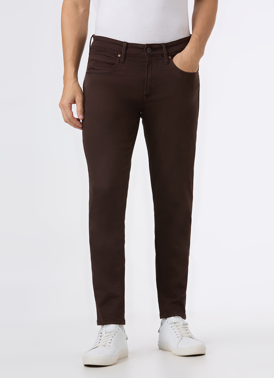 Men Brown Mid Rise Slim Fit Gymindigo Jeans, , large image number 5