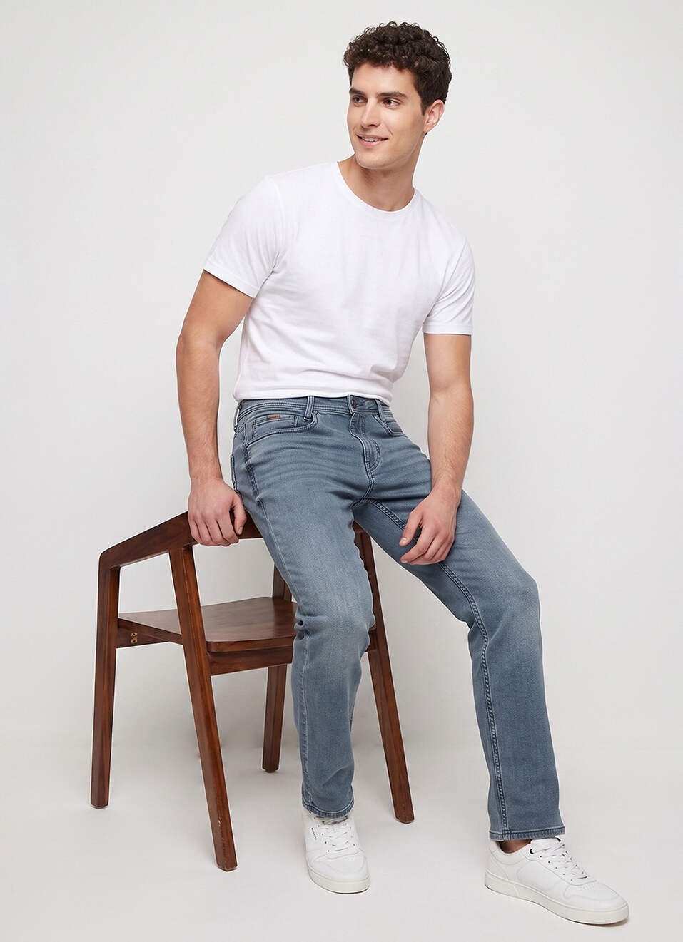 Men Grey Stretchable Jeans, , large image number 1