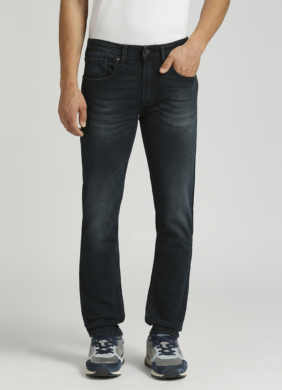Vapour Black Low Rise Tapered Jeans, , large image number 2
