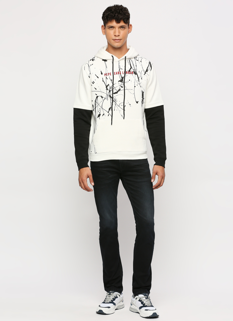 White Printed Hooded Sweatshirt, , large image number 5