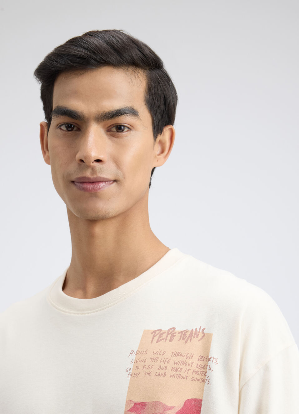 Men White Back Print Short Sleeve Oversized T-shirt, , large image number 4