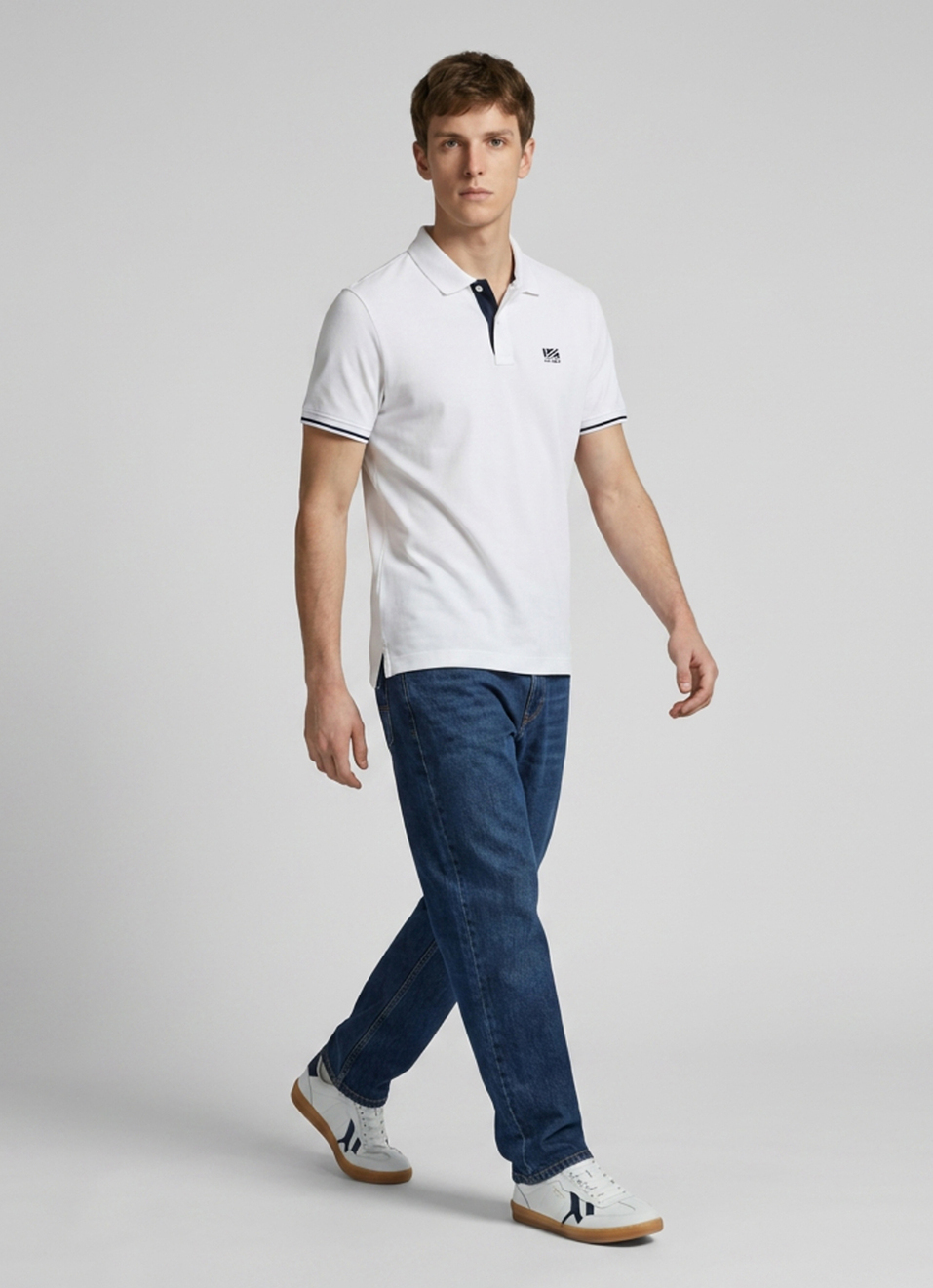 Men White Solid Short Sleeves Polo, , large image number 5