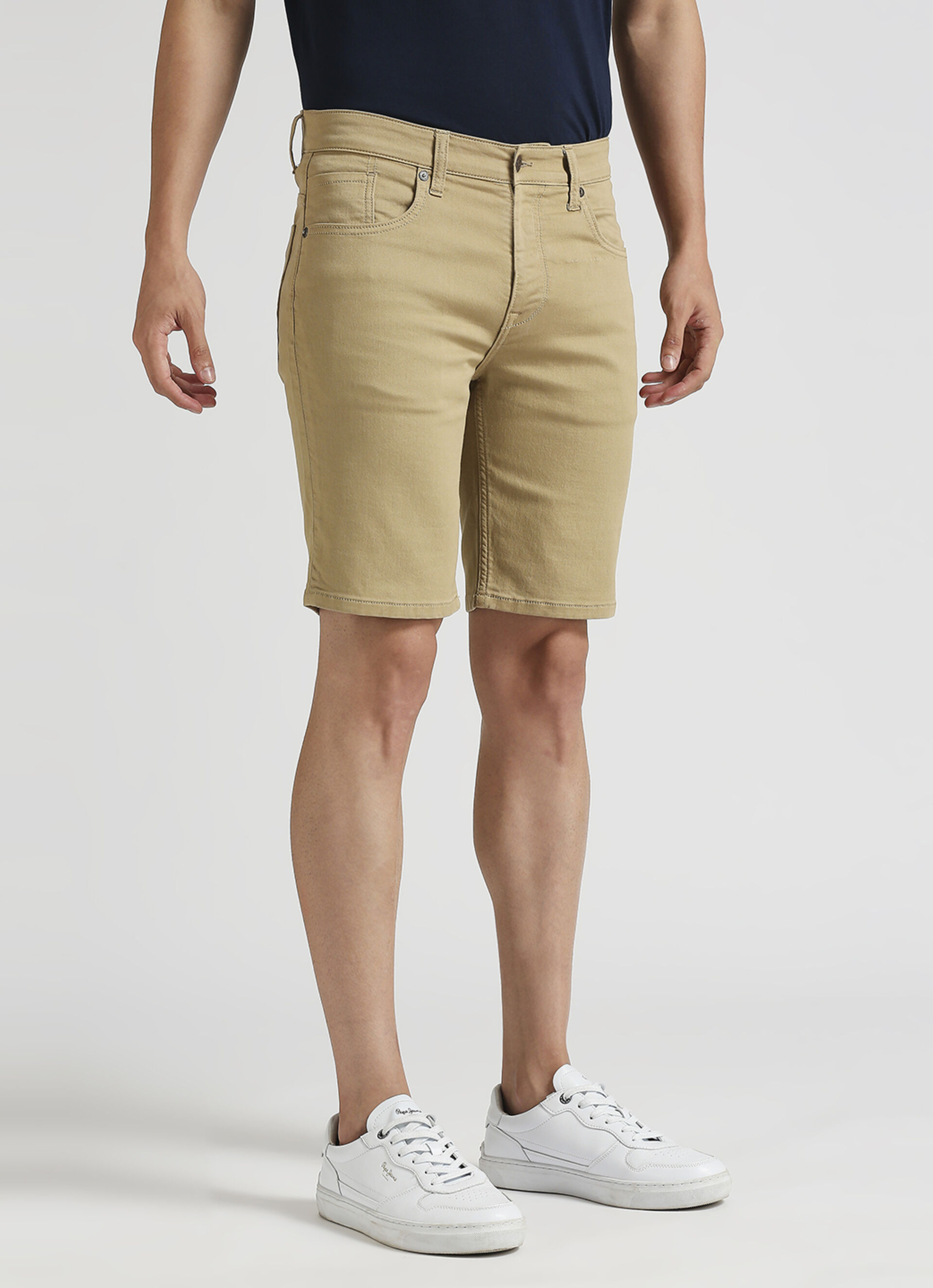 Chinox Beige Mid Rise Regular Fit Gymindigo Shorts, , large image number 8