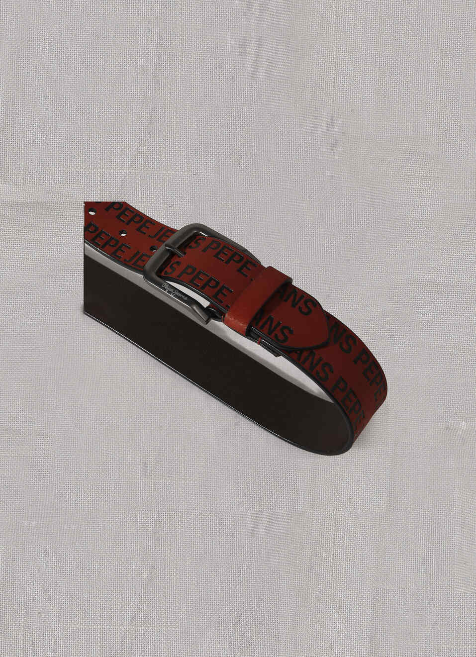 Brown Embossed Leather Belt, , large image number 2