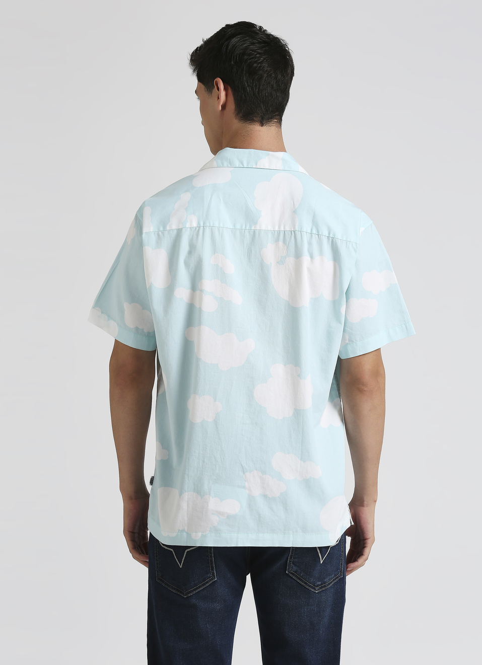 Blue All Over Printed Resort Collar Shirt, , large image number 1