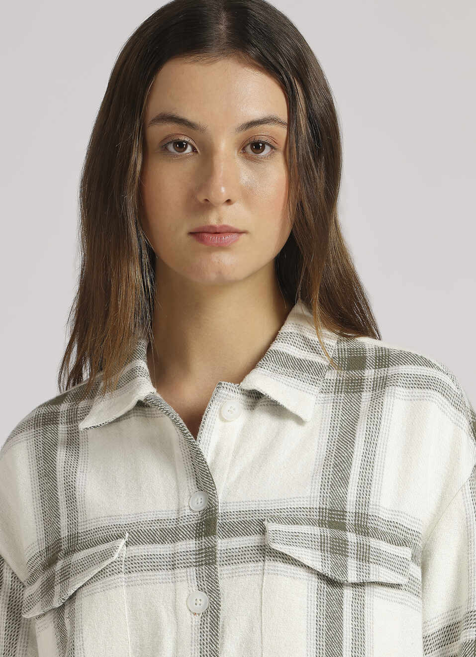 White Oversized Check Full Sleeve Shirt, , large image number 4