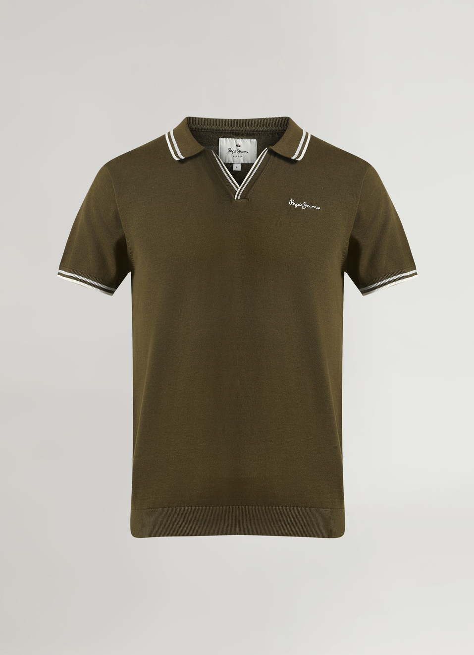 Olive Jonny Collar Short Sleeve Knitted Top, , large image number 6