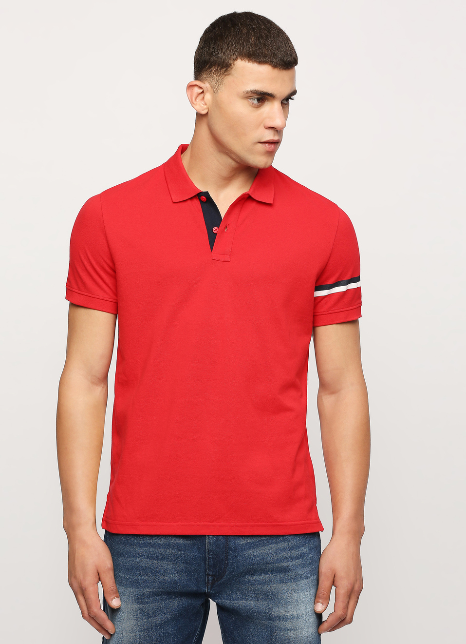 Red Solid Short Sleeve Polo, , large image number 1